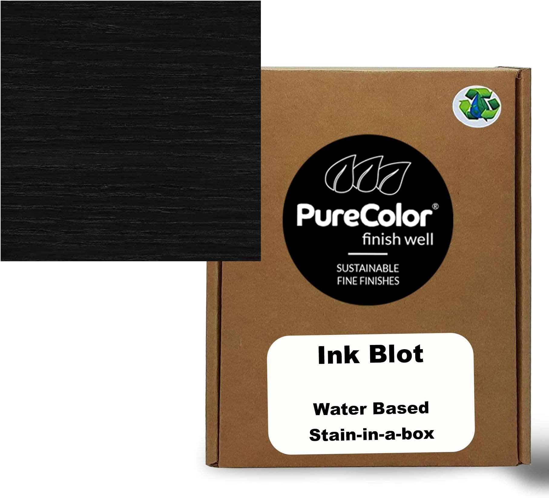 PureColor - Wood Stain and Finishes - Eco-Friendly, Vivid Colors, Deep Pigment, Ready to Use, Water-Based, Low VOC, No Odor, & Easy Clean-Up. Quart, Ink Blot