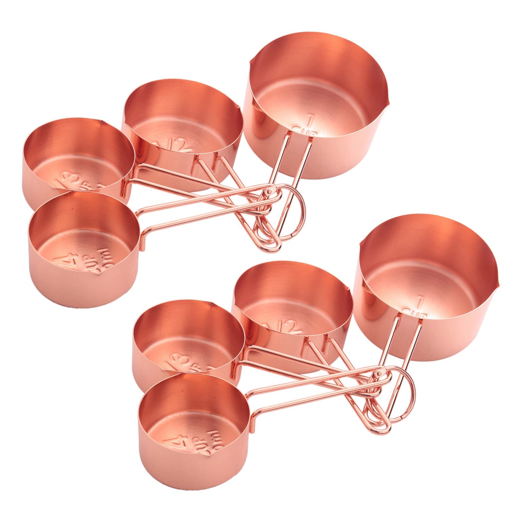 16x Rosa Tazas Y Cucharas de Medicion de Acero Inoxidable Mediciones Grabadas, Vertiente Y El Espejo Pulidos