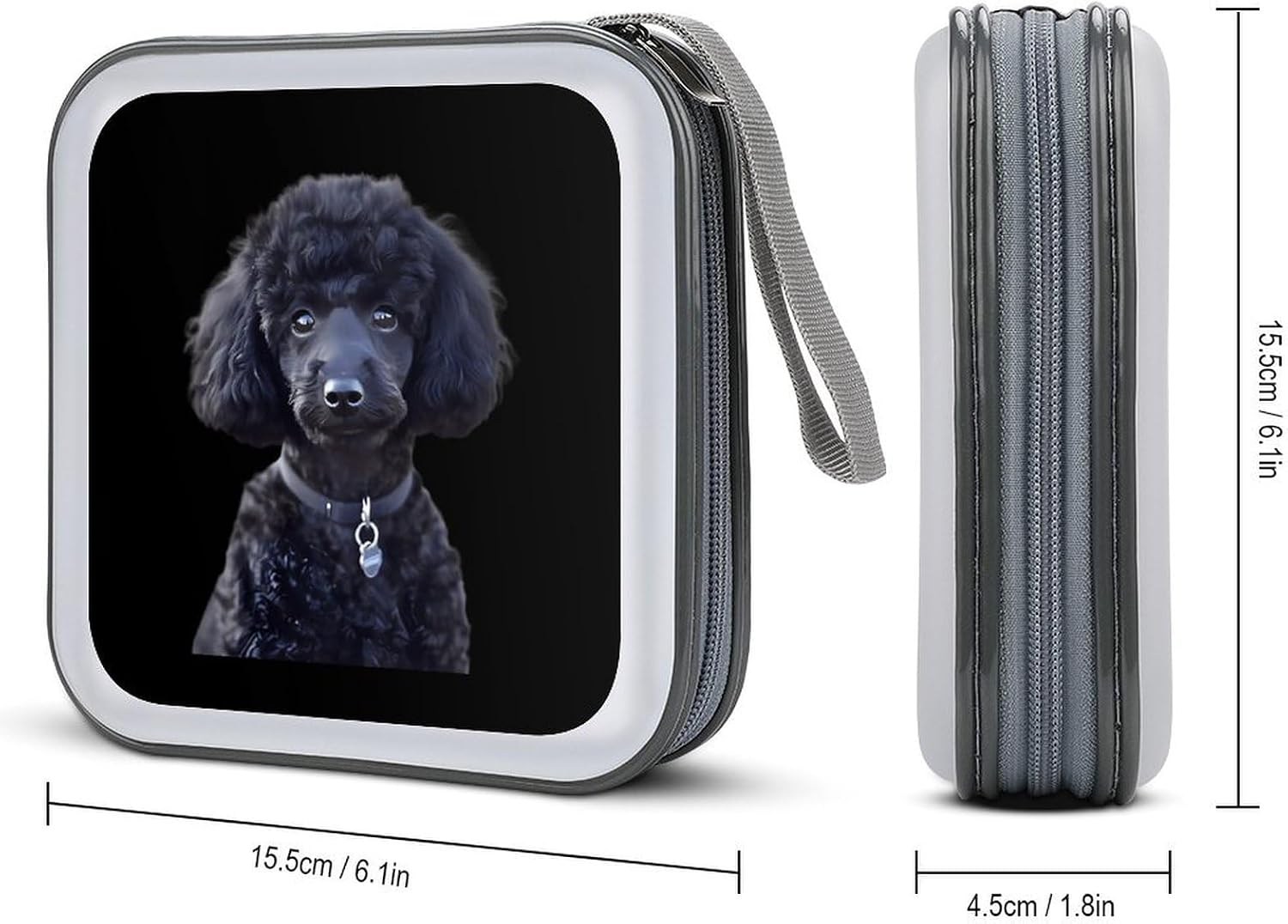 Black Poodle Pet Dog CD Case Portable DVD Storage Box CD Wallet Holder Binder Organizer for Car Home