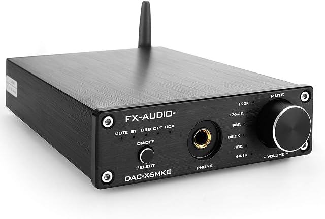 FX-Audio DAC-X6 MKII Bluetooth 5.0 Digital Audio Decoder DAC Amp 24-bit/192kHz USB/Coaxial/Optical Headphone Amplifier Mini HiFi Pre-Amplifier Black