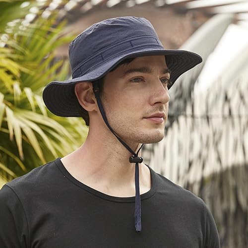 Vista 12 de GEGEEN DOMOG Sombreros impermeables de secado rápido, sombrero de lluvia para exteriores, playa, pesca, senderismo, sombrero de sol con cuerdas