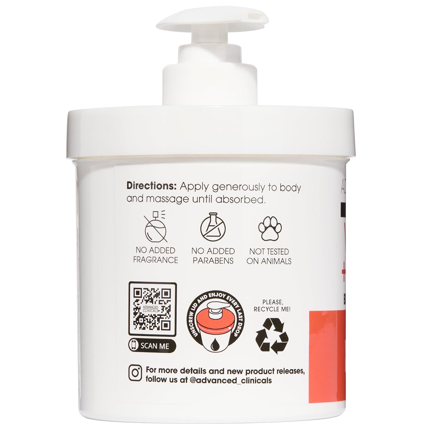 Advanced Clinicals Vitamin C Cream Dry Skin Rescue Skin Care Face & Body Cream Infused W/Turmeric, Vitamin E, & Shea Butter. Firming & Brightening Anti Aging Moisturizer, 15 Fl Oz - Image 4