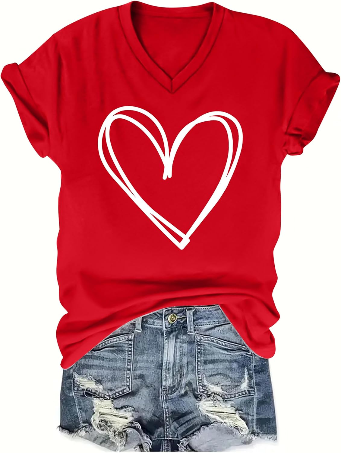 Valentines Shirt Women: Funny Love Heart Graphic Shirts Valentines Gift T Shirt V Neck Short Sleeve Top - Image 5