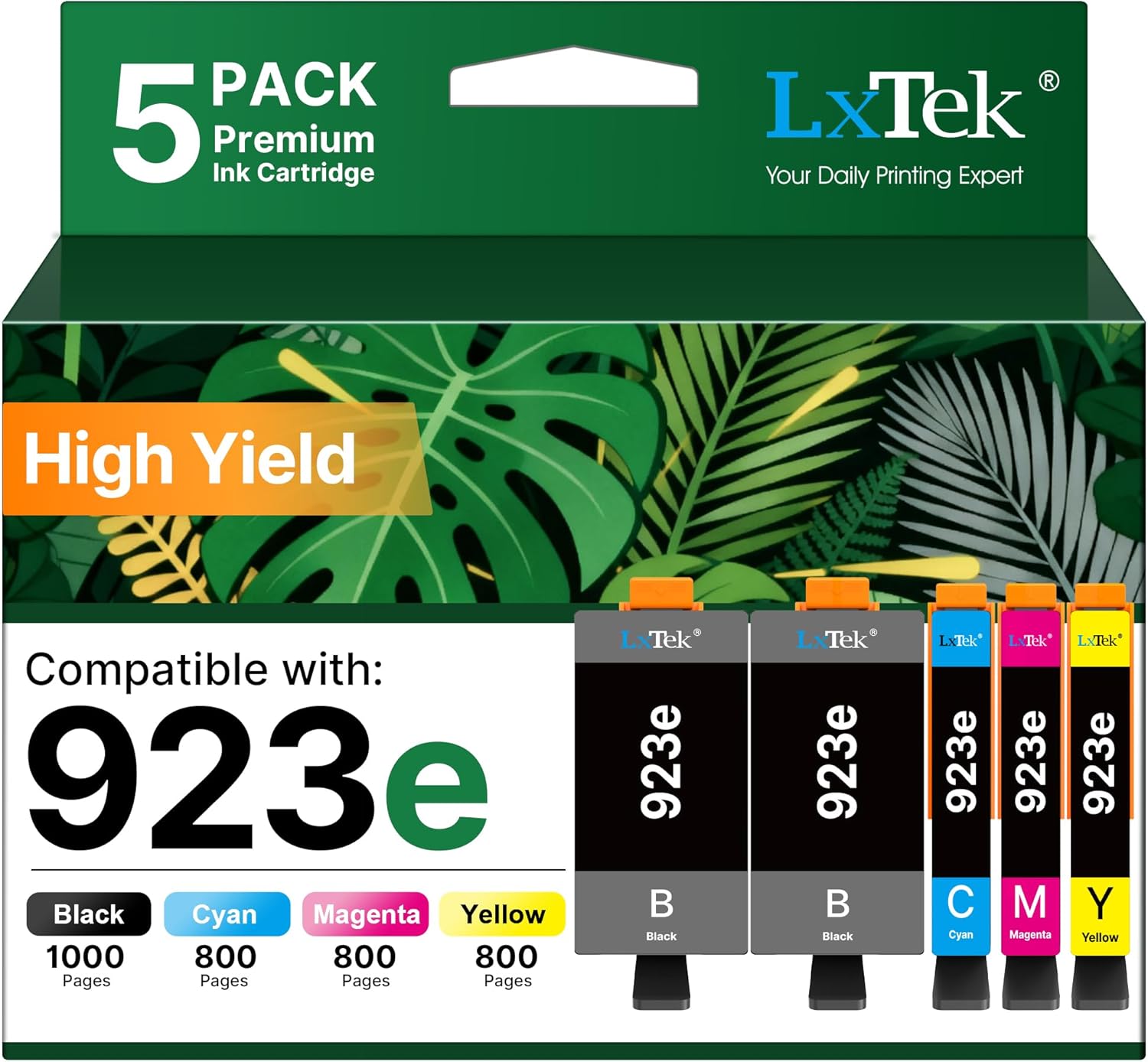 923XL 923 Ink Cartridges for HP Printers with Chip Replacement for HP 923XL Ink Cartridges Combo Pack for OfficeJet Pro 8135e 8130e 8139e 8138e 8122e 8120 8124e 8125e 8130 8132e 8134e Printer, 5 Pack