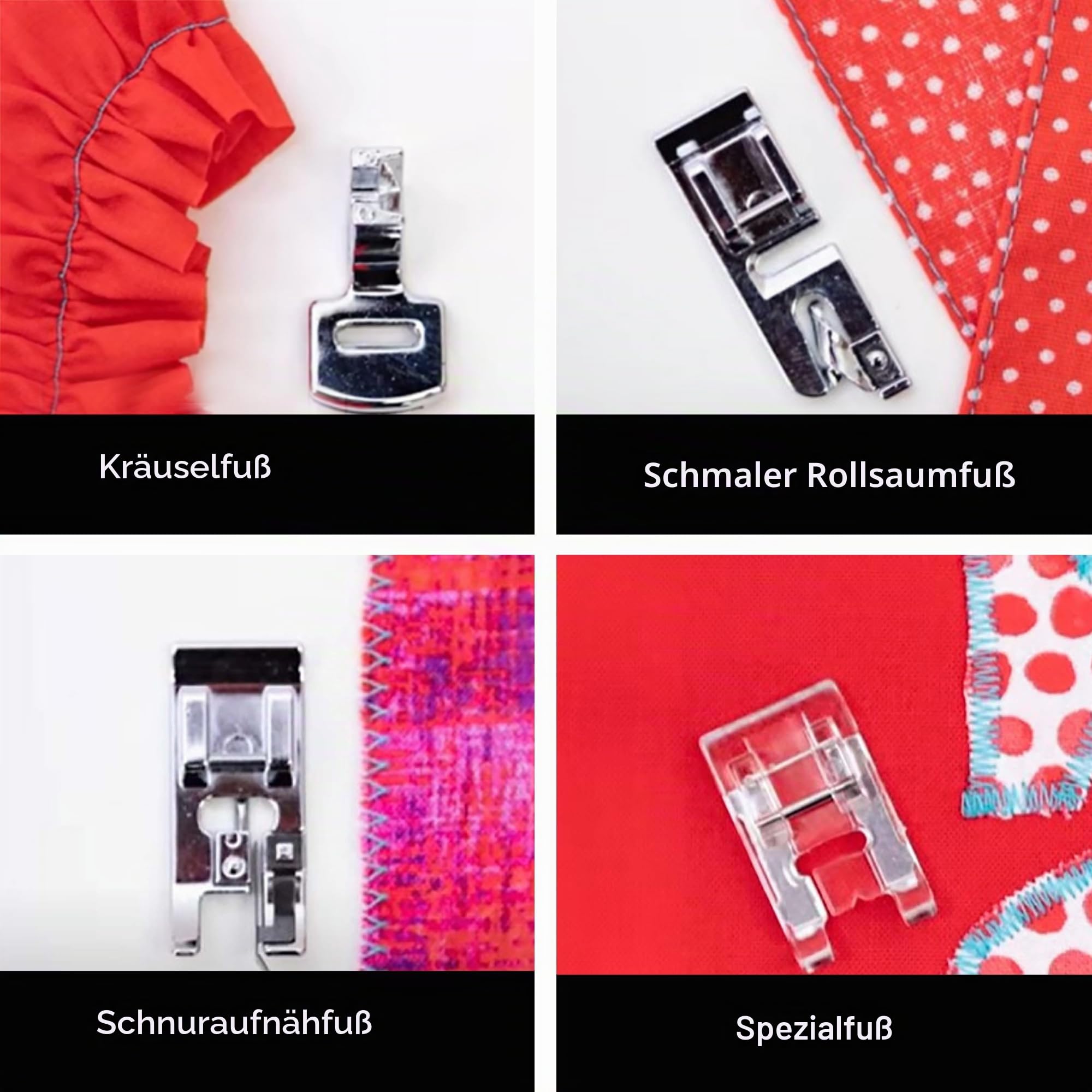 SINGER | Nähmaschinen-Zubehör-Set, inklusive 9 Nähfüßen, Doppelnadel und Etui, klar – Nähen leicht gemacht
