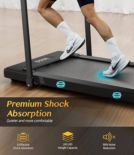 Miniatura 2 de Bifanuo 2 in 1 Folding Treadmill, Smart Walking Running Machine with Bluetooth Audio Speakers, Installation-Free，Under Desk Treadmill for