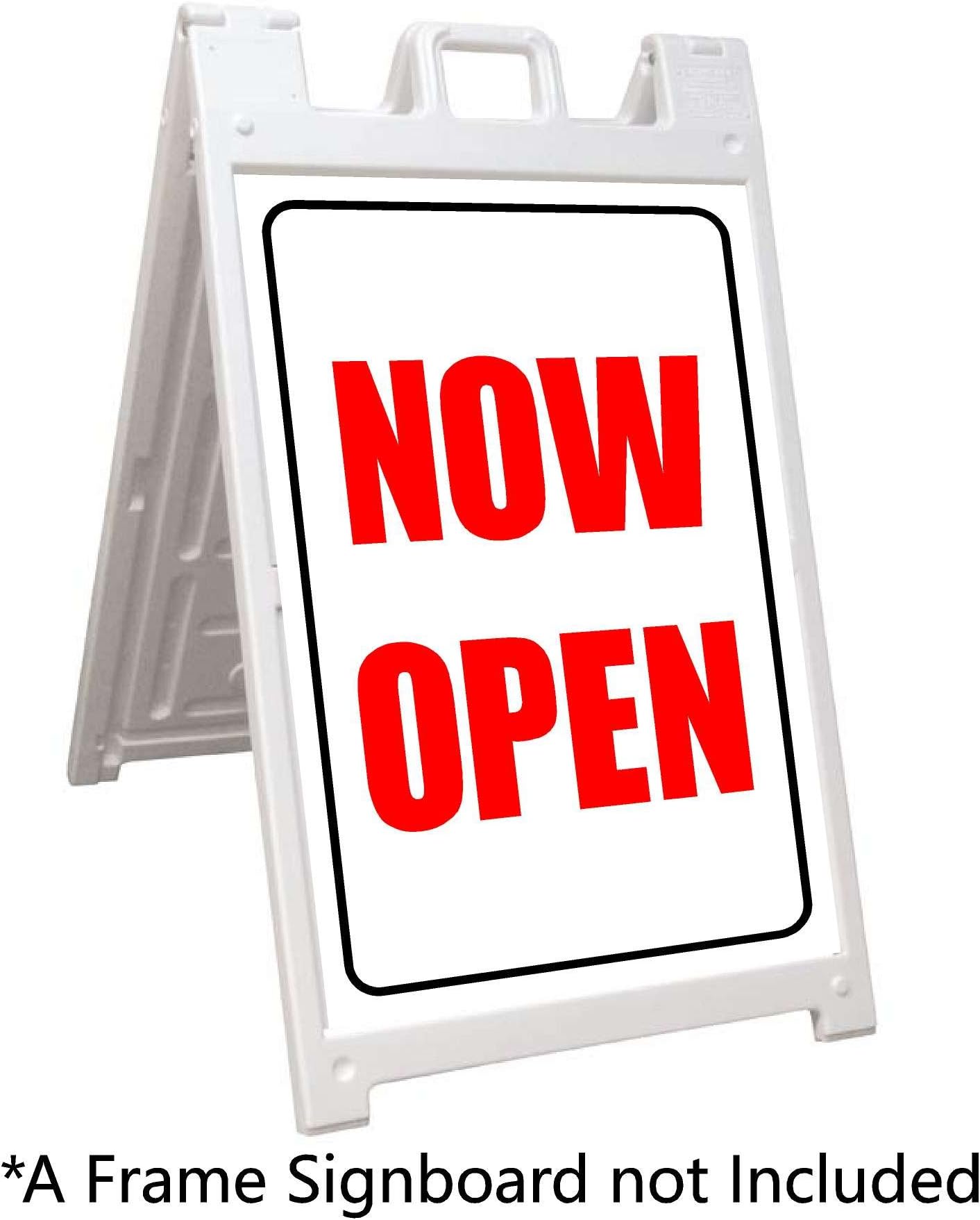 LAMINATED Two A-Frame Signicade Adhesive Parking Sign Vinyl Replacement - 24 by 36 inches Lasting Vinyl - (Signicade board not included) (08- Now Open)