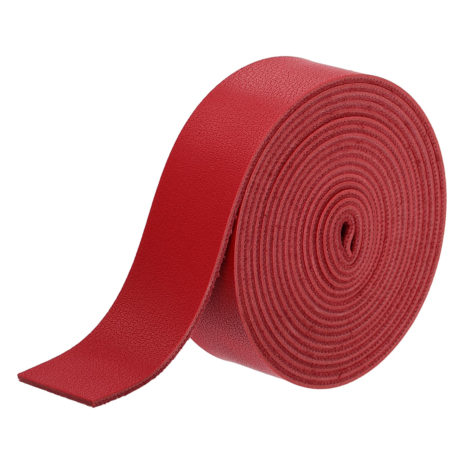 sourcing map Faux Leather Straps, 1 Inch Wide 86.6 Inch Long PU Leather Strips Flat Cord for Clothing Bag Belt Making DIY Craft Projects (2mm Thick, Red)