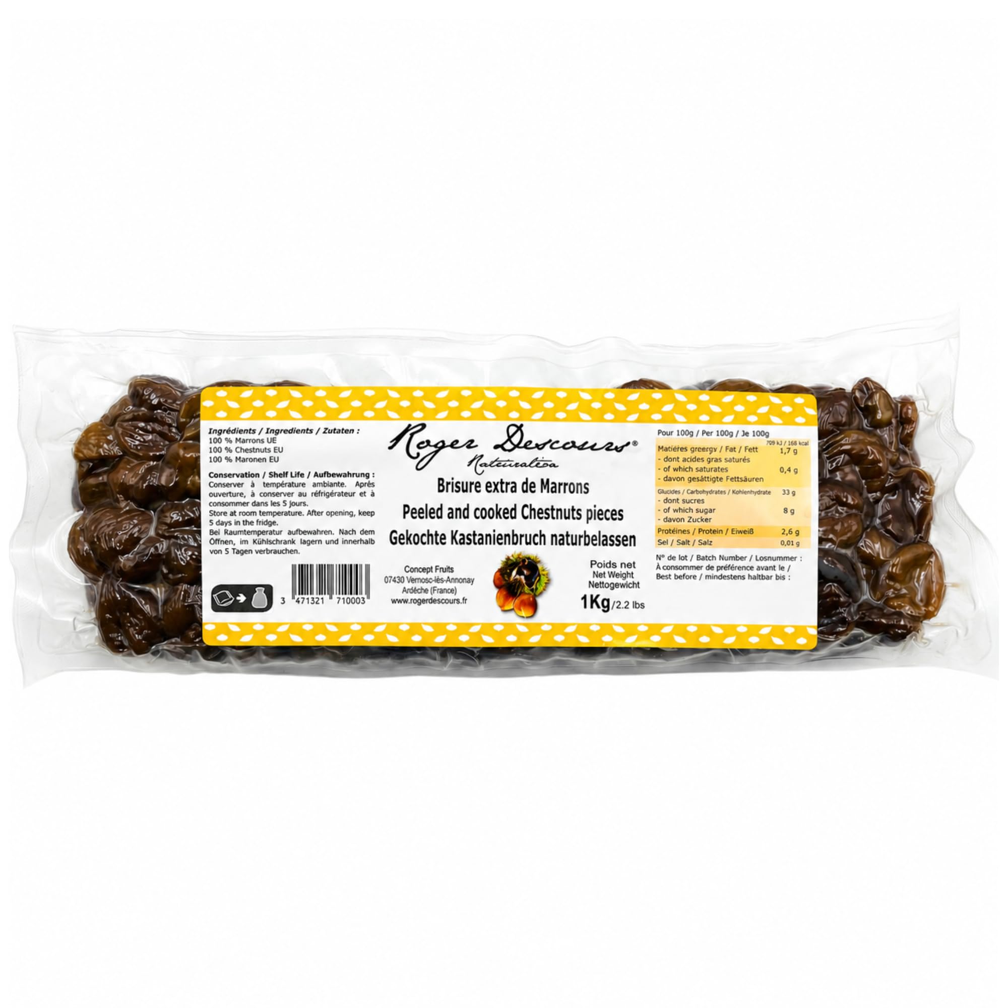Gekochte Maronenbruch Edelkastanien 1kg – Geschält, Essfertig & Natürlich | Perfekt als Beilage und für Suppen, Füllungen & Desserts – Ohne Zusatzstoffe, Lange Haltbarkeit