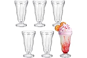 Acrylic Milkshake Glasses - 6 Pack Shatterproof Ice Cream Soda Cups