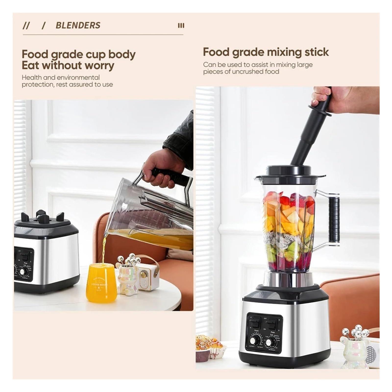 Frullatore Elettrico 3 In 1, Potente Multifunzionale Da 9500 W, For Frullati, Contenitore L +,5 + 0, Robot Cucina Mescolamento Energico
