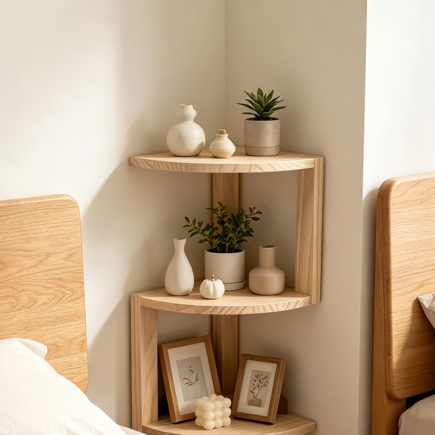 Corner Stand Shelf, 3 Tier Shelf Plant Stand for Indoor Plants, Bookshelf Wall Decor Living Room, Display for Bedroom, Bathroom