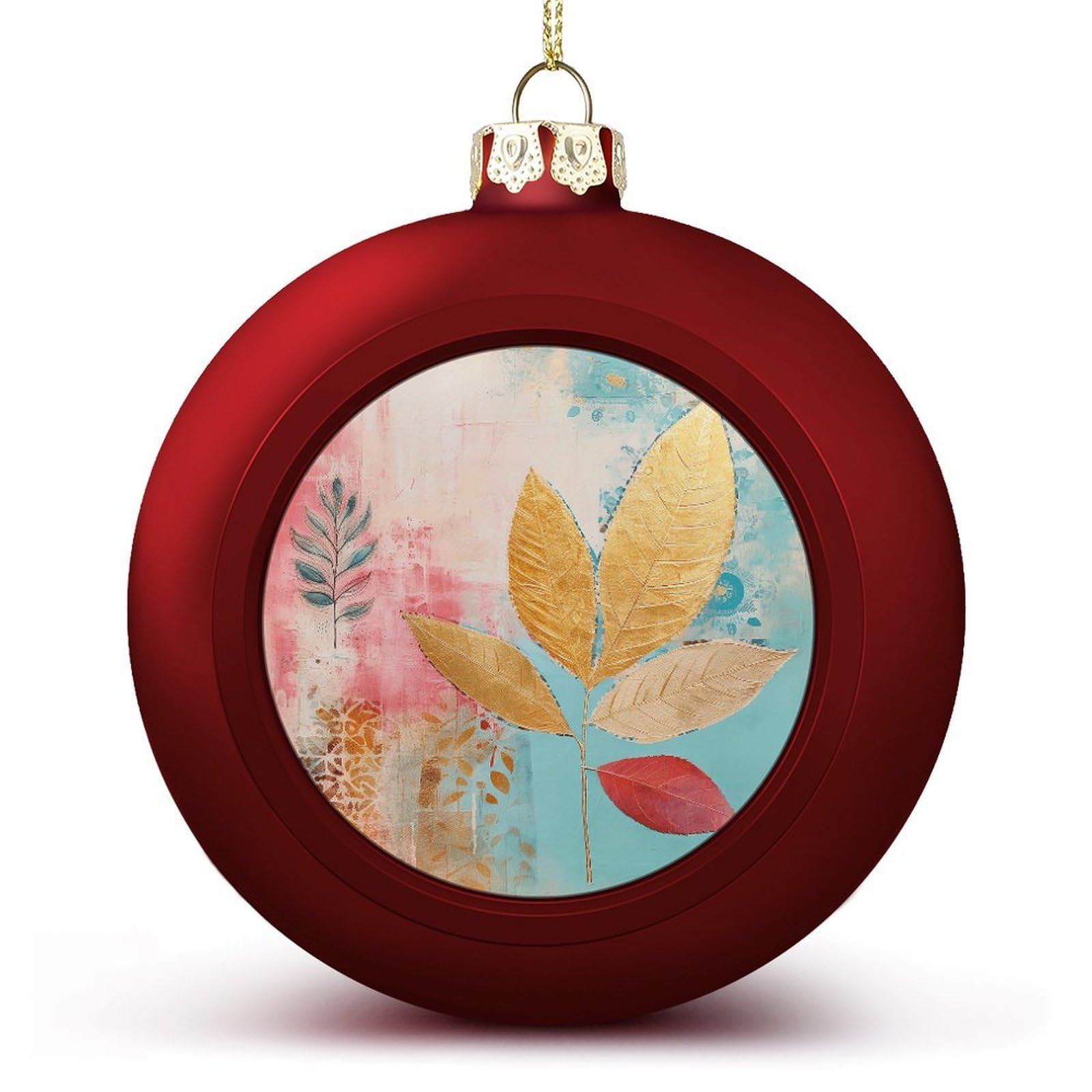 Décorations de sapin de Noël incassables et durables imprimé feuilles de pêche