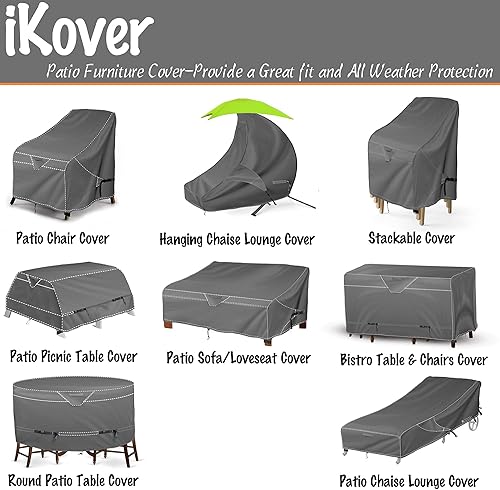 Miniatura 5 de Funda impermeable para silla de patio  Funda para silla de césped individual para asiento profundo para exteriores que se adapta a hasta 28 pulgadas