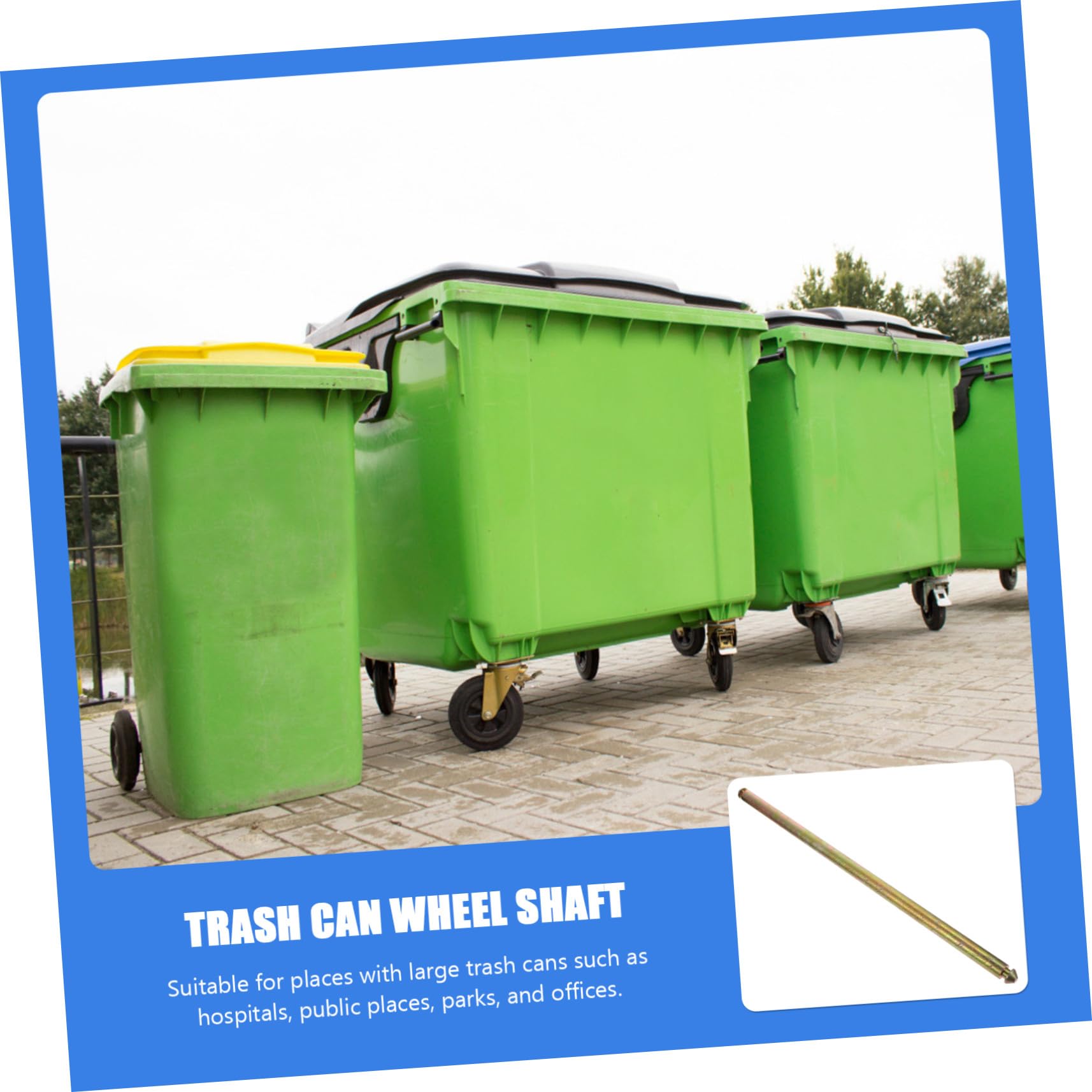 BESPORTBLE Eje de Acero Sólido 55 Cm para Cubo de Basura Accesorio Resistente para Bote de Basura Exterior Soporte Duradero para Contenedores de Repuesto Práctico para Residuos