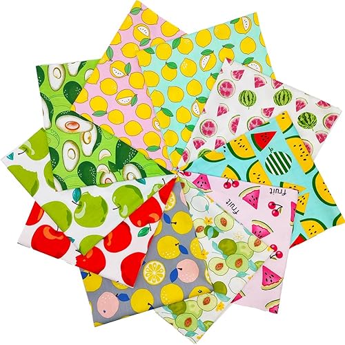 Fat Quarters - Paquete de 10 piezas de 100% algodón de 19.69 x 19.69 pulgadas (19.7 in x 19.7 in) precortadas para manualidades, diseño de retazos,