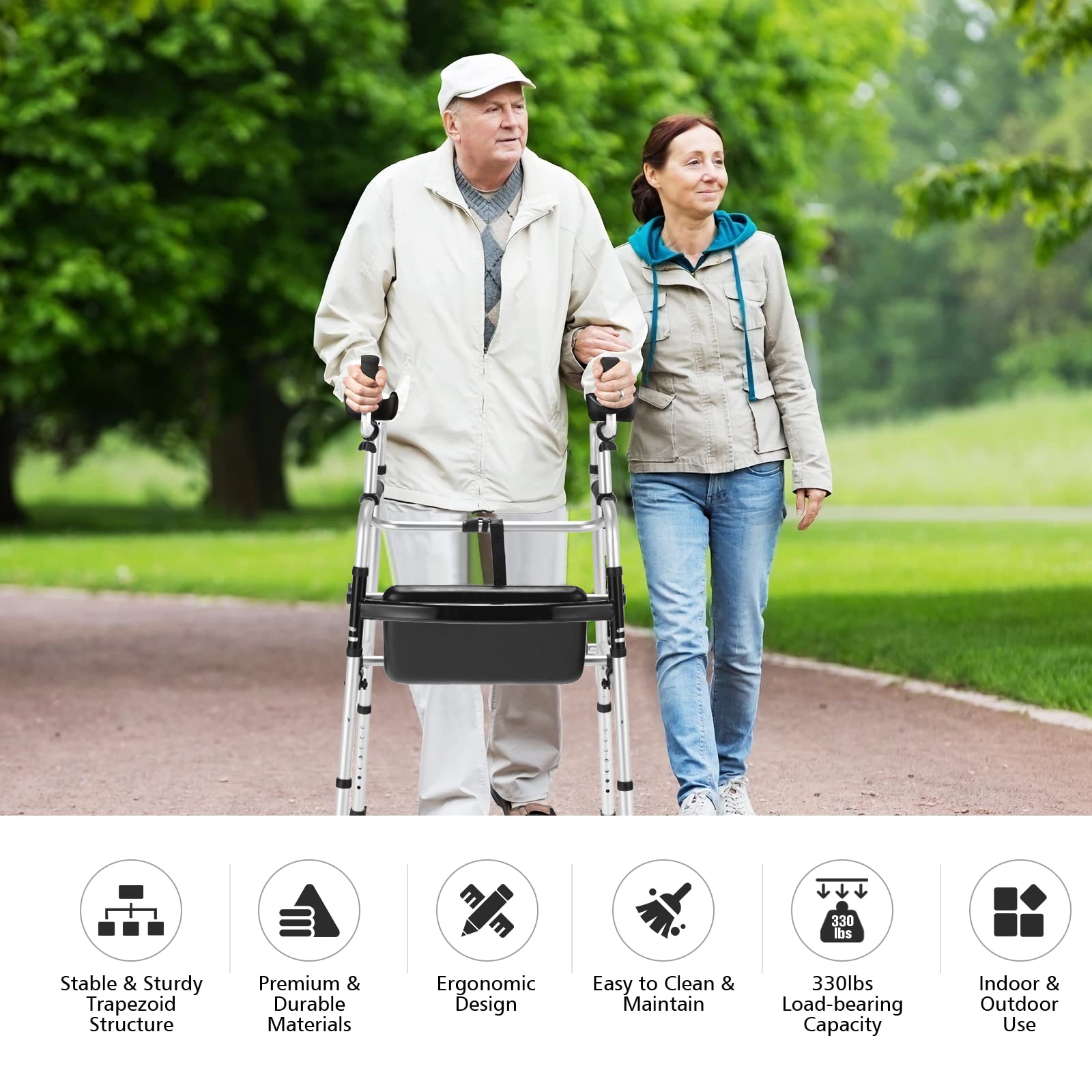 Buy Goplus Folding Walker for Seniors, Lightweight Standard Walker with