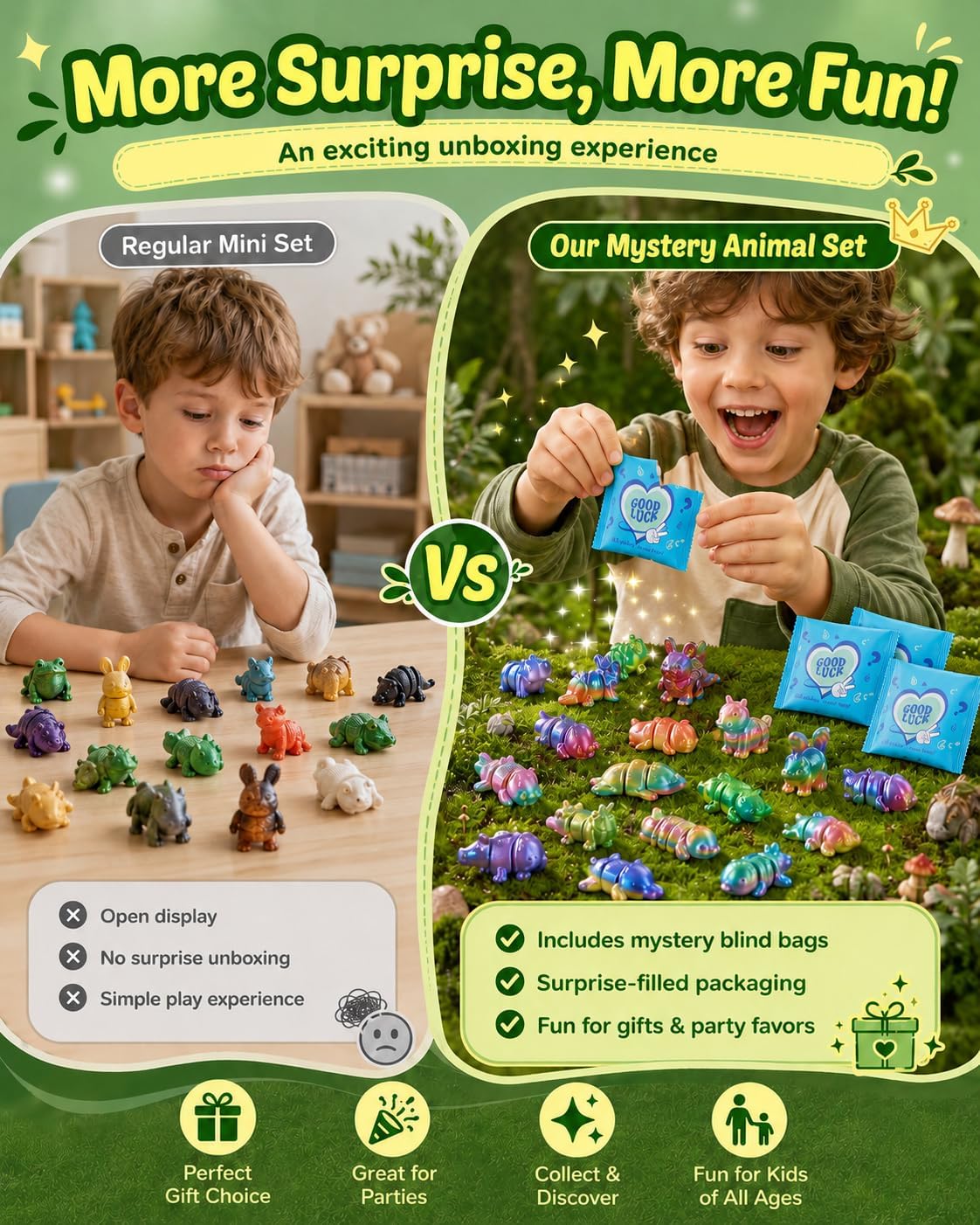50Pcs Mini 3D Printed Animals Blind Bags, Individually Wrapped Mystery Figurines for Fairy Garden, Terrarium Decor, Party Favors, DIY Crafts image 3