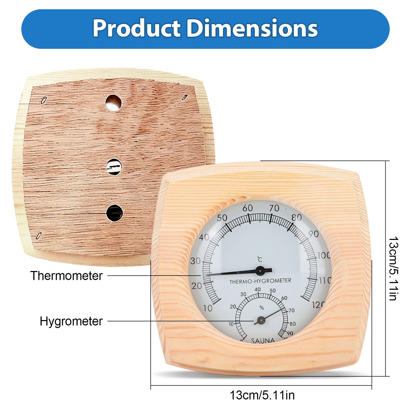 Termometro per sauna, Igrometro digitale per sauna Termometro per interni Misuratore di umidità per stanza da bagno con flusso di sudore Sauna Accessori