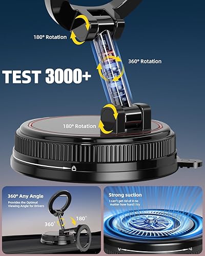 Miniatura 5 de Soporte magnético para teléfono Magsafe, soporte de teléfono ajustable de 360 con ventosa, soporte de teléfono para tu automóvil para iPhone,