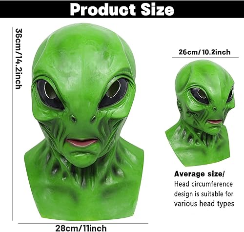 Miniatura 6 de Recuerdos de fiesta de Halloween con capucha de alienígena realista arrugada, capucha completa, accesorios de disfraz de cosplay, juguetes