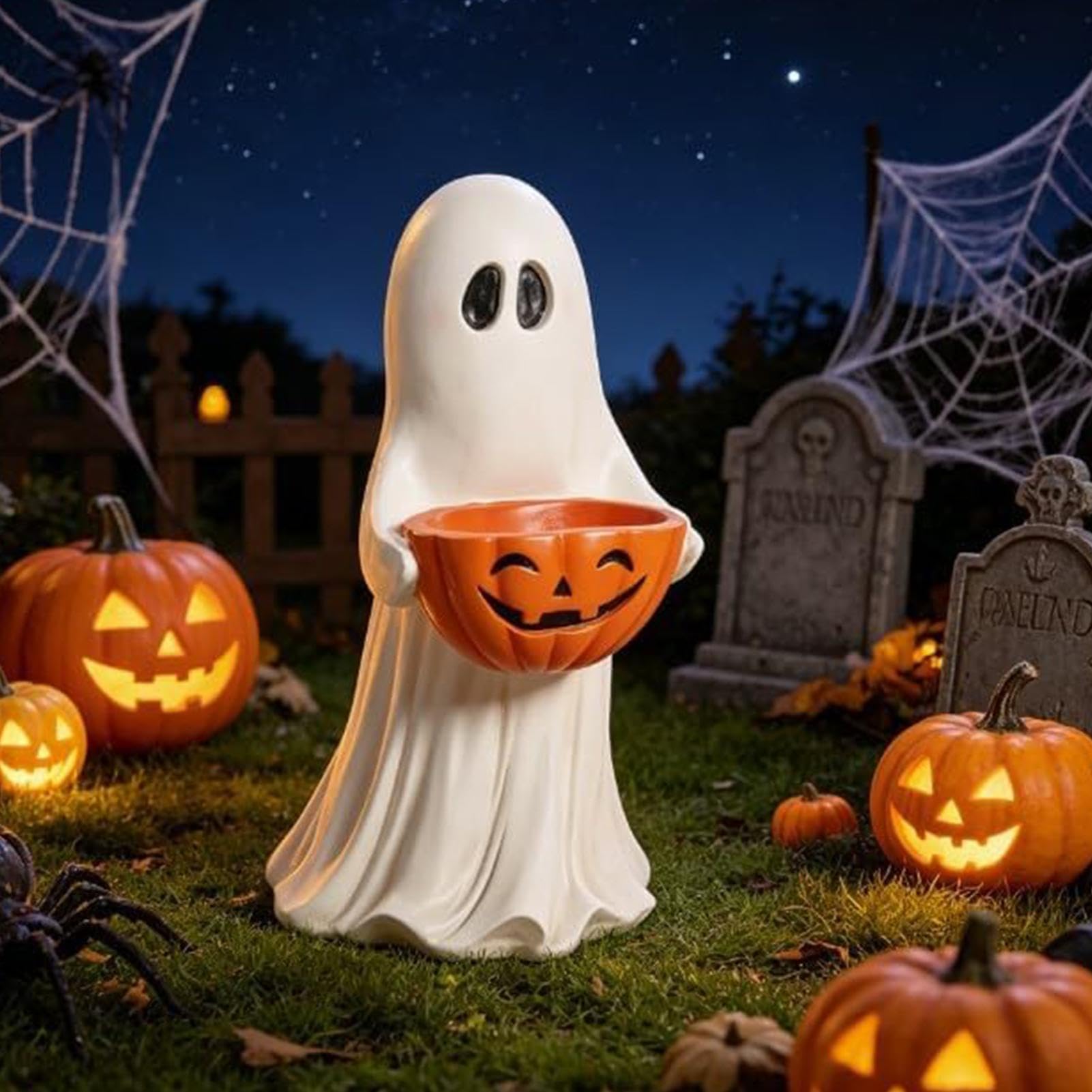 Generisch Halloween miska wodoodporna z żywicy, na słodycze | Dekoracja Halloween Statua Duchów Na Imprezę Drzwi Stół Jesień Domek Gospodarski Wejście Gzyms
