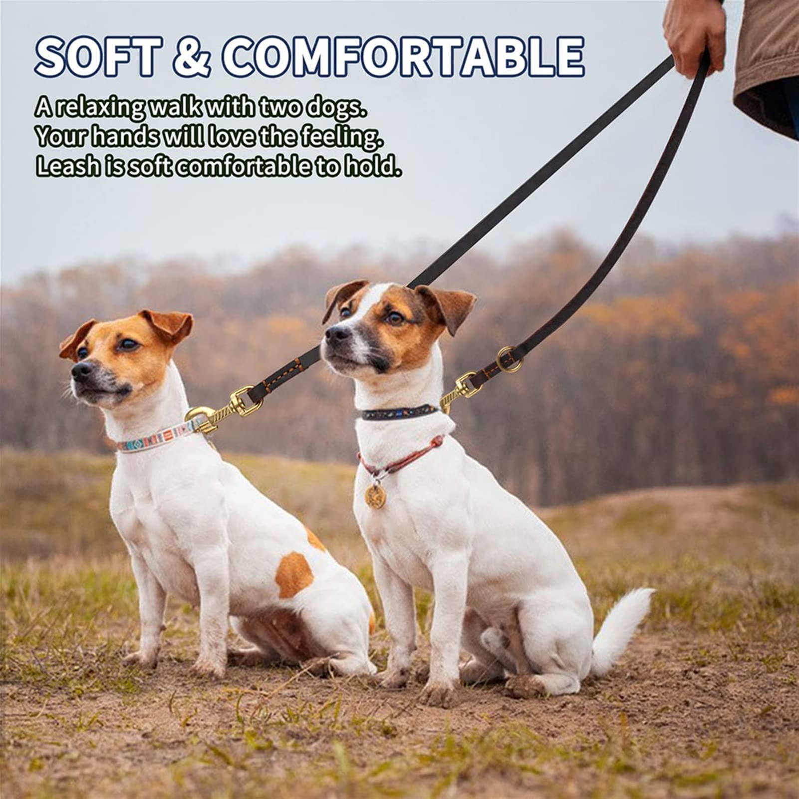 Multifunktionale Hundeleine Starke Und Weiche Hundeleine Aus Echtem Leder, Verstellbare Hände Frei, Crossbody, Doppelte Hundeleine for Alle Hunde