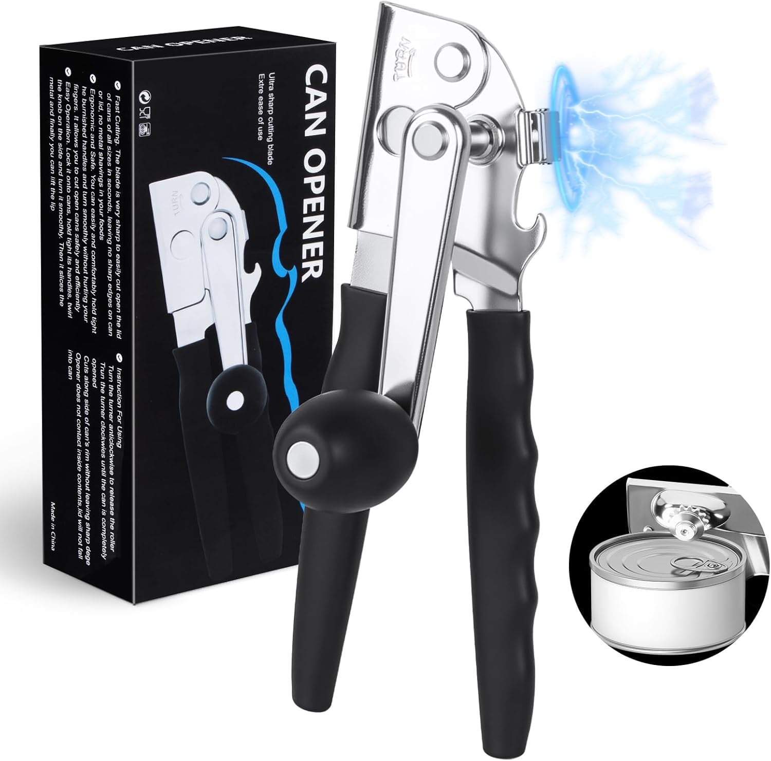 Photo 1 of [Upgrade] Commercial Can Opener, Durable All-Steel Construction - RICKUNCL Hand Crank Can Opener with Magnet, Comfortable Extra-long Handles, Oversized Knob, Professional Ergonomic & Easy for Big Cans