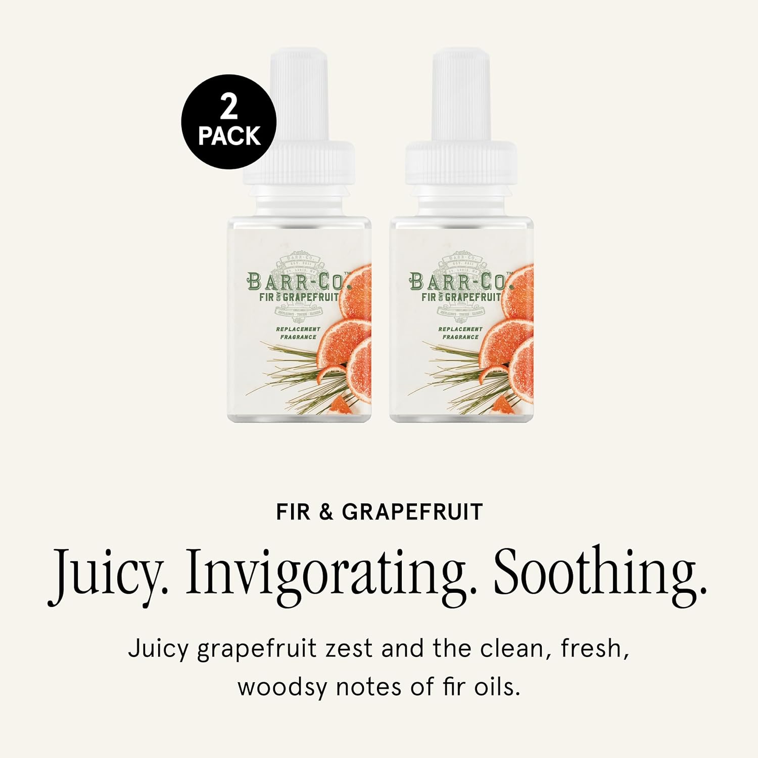 Pura & Barr-Co. Home Scent Refill - Smart Home Air Diffuser Fragrance - Up to 120-Hours of Premium Fragrance per Refill - Household Essential - Clean & Safe Diffuser - 2 Pack, Fir & Grapefruit - Image 2