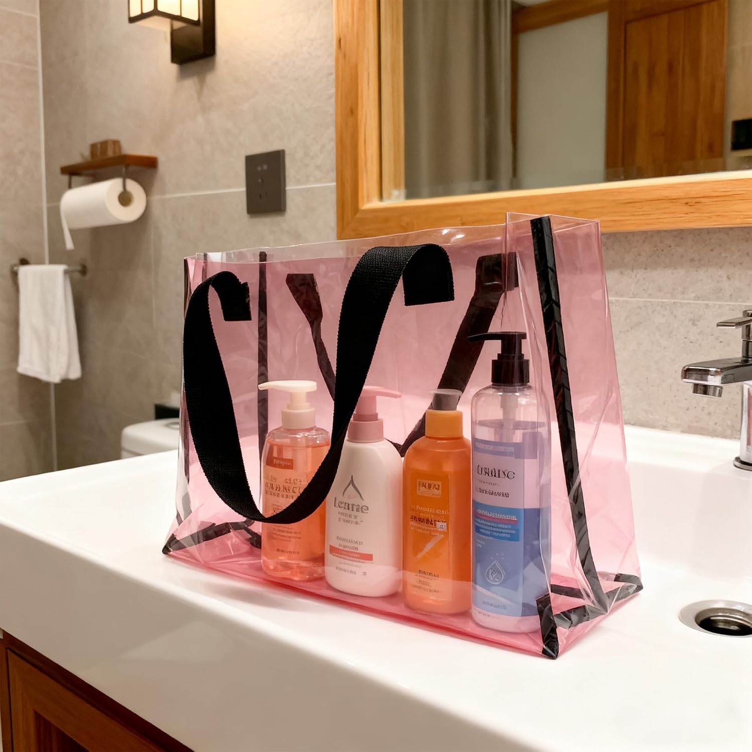 Clear Large Tote Bag - Versatile, Waterproof, Stain Resistant, Transparent Shoulder Tote Bag for Work