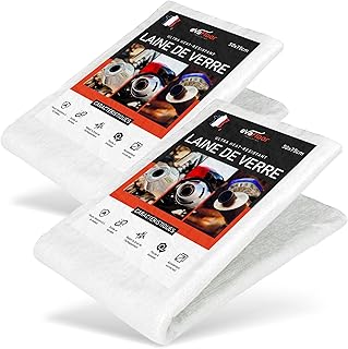 EVAFLOOR&reg; Pack 2 Laine de Verre 50x75 cm - &Eacute;paisseur 8 mm | R&eacute;siste jusqu&rsquo;&agrave; 800 &deg;C | Parfait pour Silencieux d