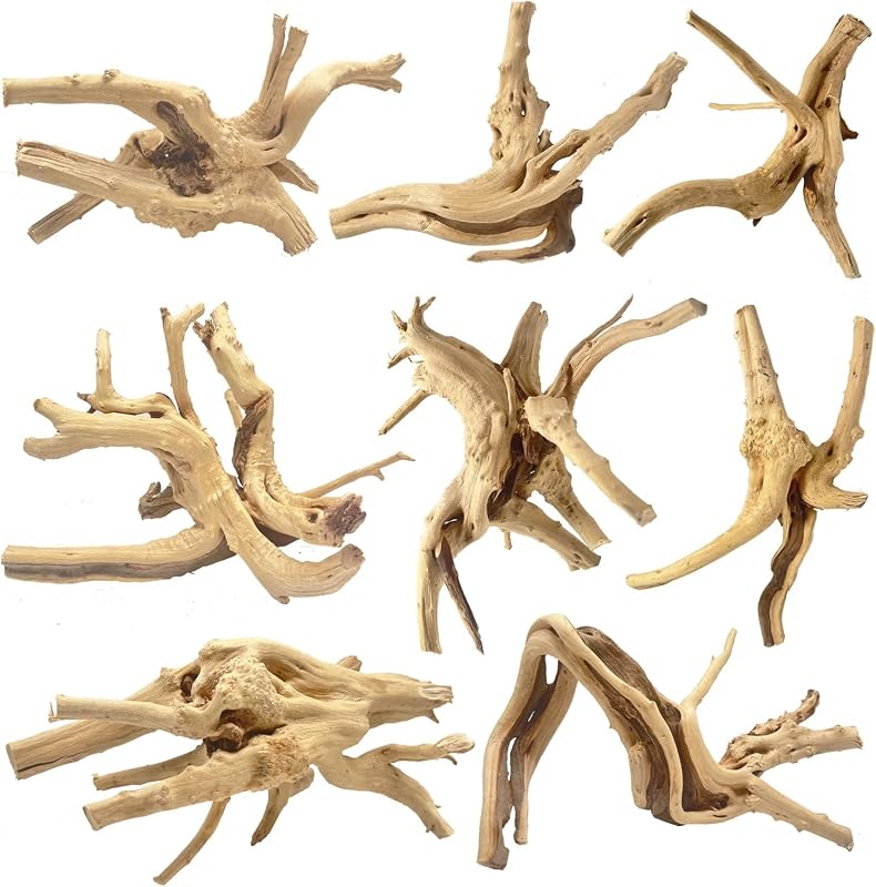 Madeira natural Spiderwood para aquário e terrário Jorewood, 10,16 a 20,32 cm, Pacote com 8 peças