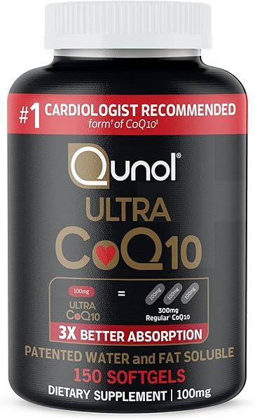 Qunol Ultra CoQ10 100mg Softgels- 3X Better Absorption Coenzyme Q10 Supplements - Antioxidant Supplement for Vascular and Heart Health & Energy Production - 5 Month Supply - 150 Count