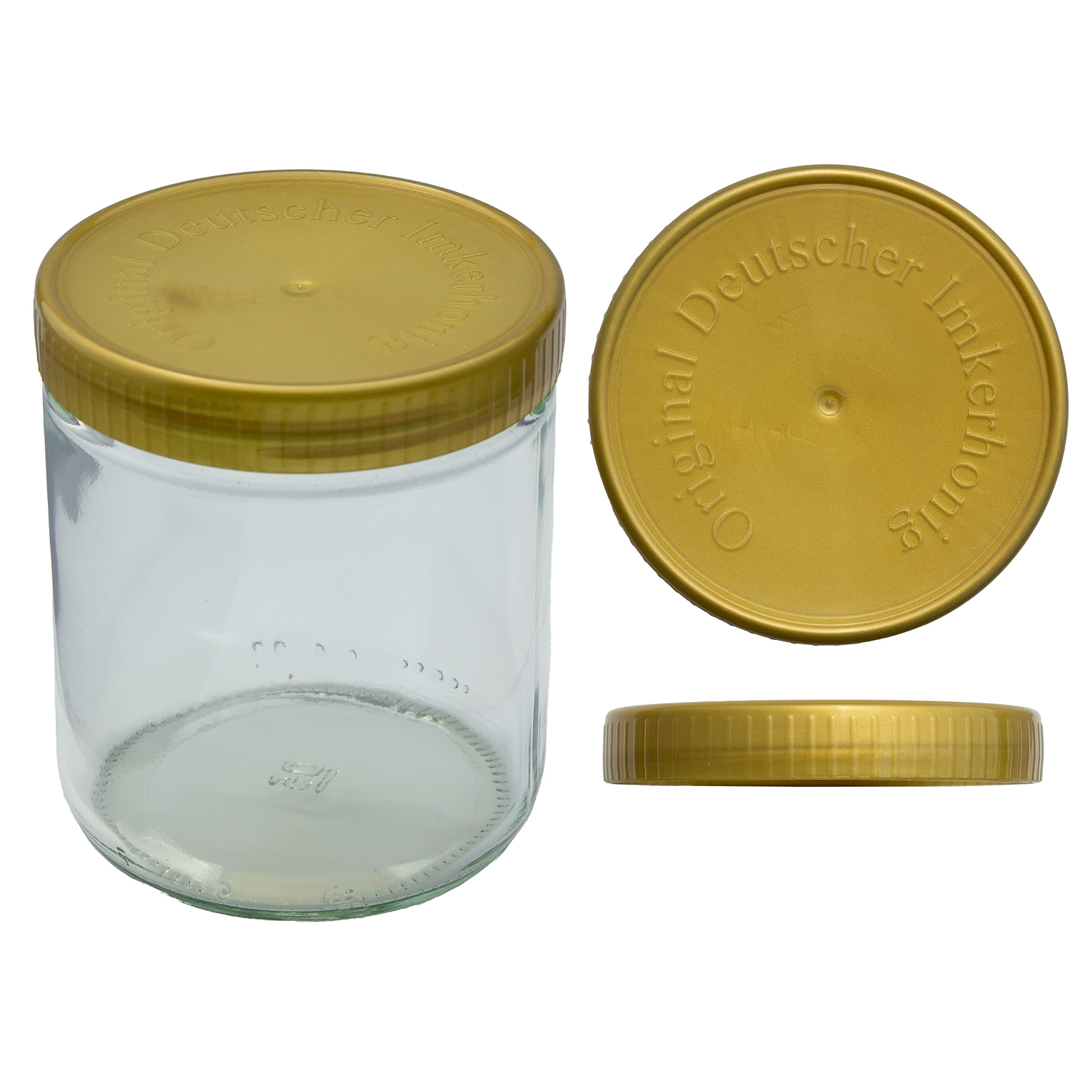 Neutrales Honigglas mit Kunststoffdeckel 500g | Deckel: Original Deutscher Imkerhonig | 1 Paket (96 Stk)
