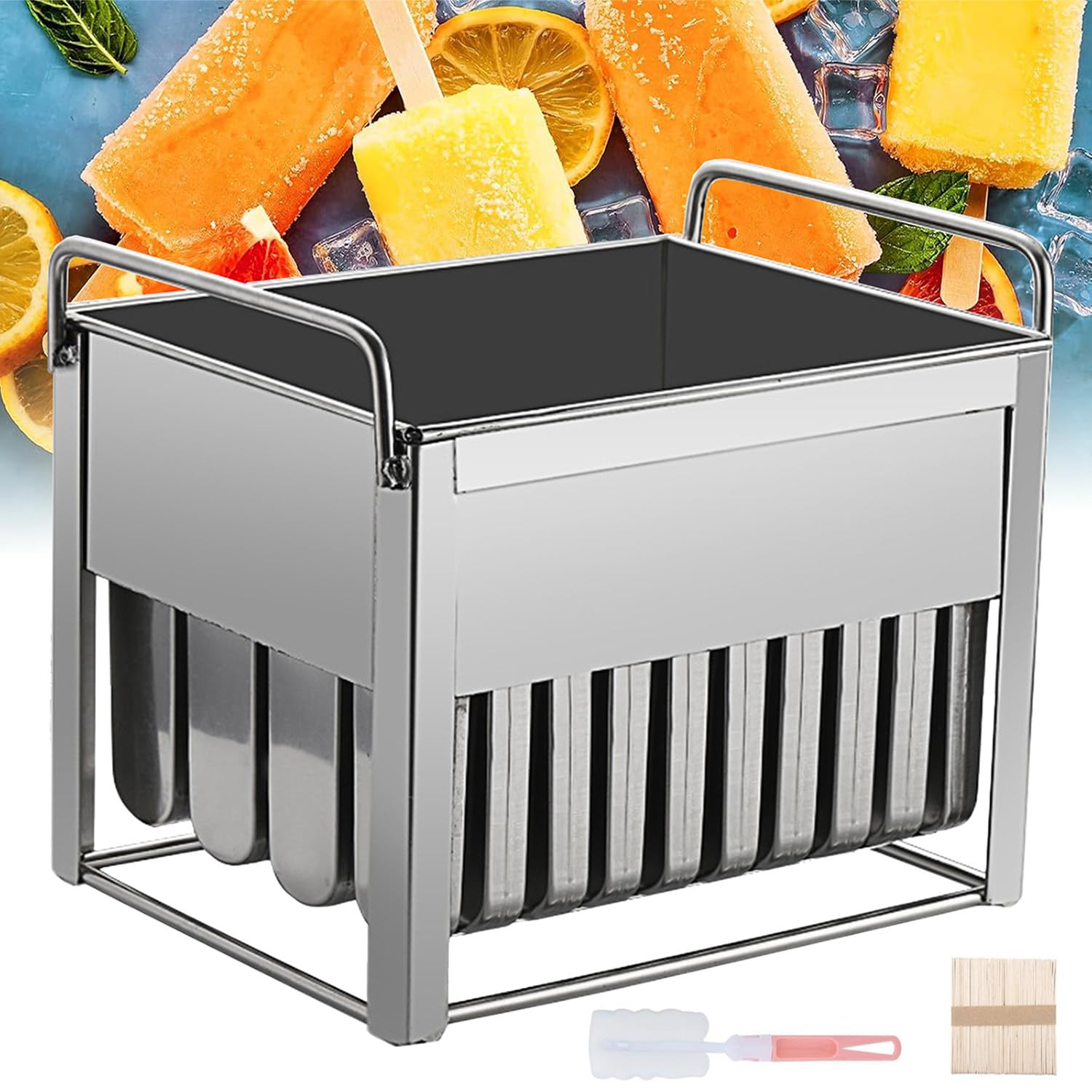 Edelstahl-Formen für Eis am Stiel, 40-teiliges Eisformen-Set, große Kapazität, Eismaschine für selbstgemachte Leckereien zu Hause, perfekt für Sommerspaß