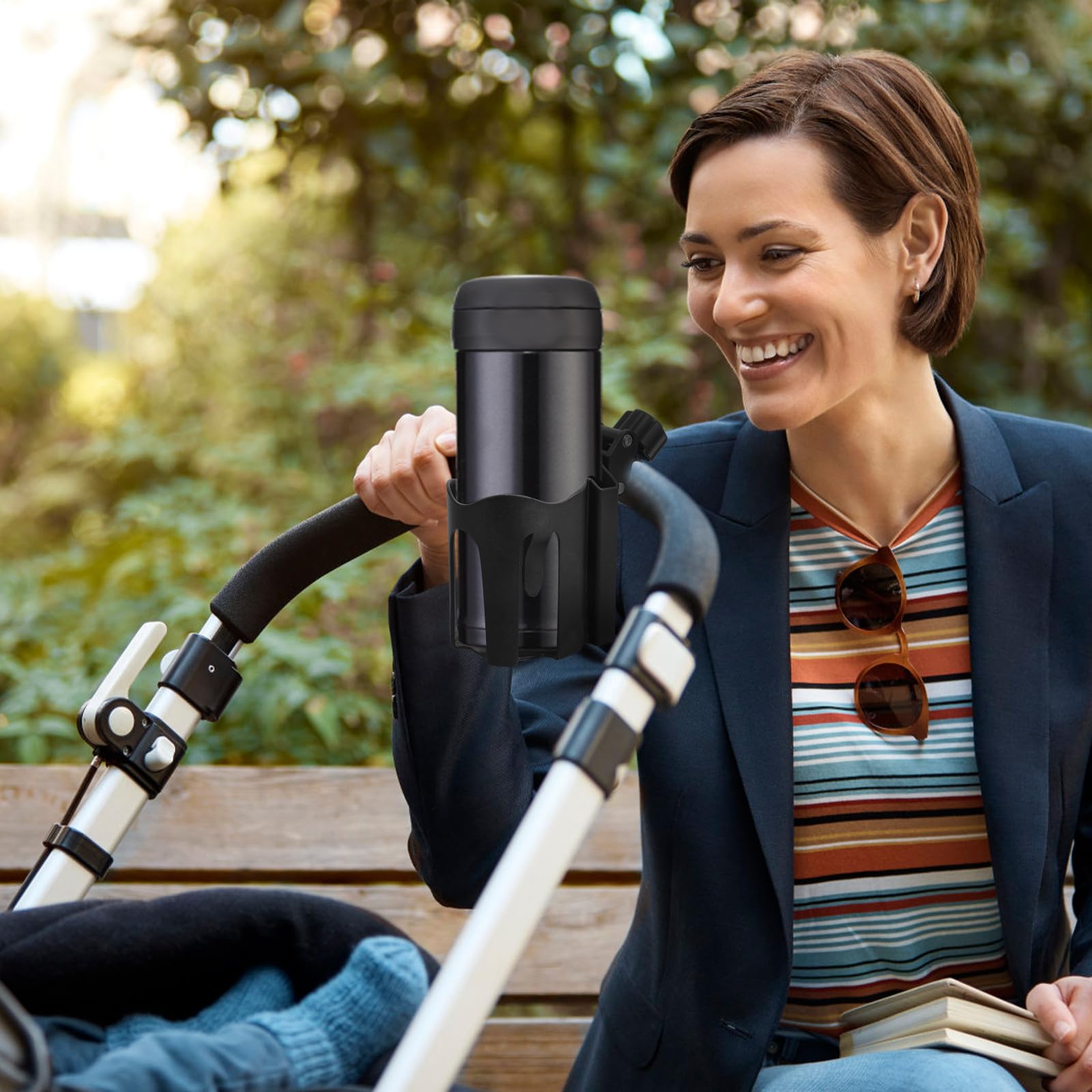 Portavasos en y Andador para Silla de Ruedas Ajustable de Abrazadera Antideslizante Abs, Soporte Resistente para Botellas y Tazas Movilidad Diaria