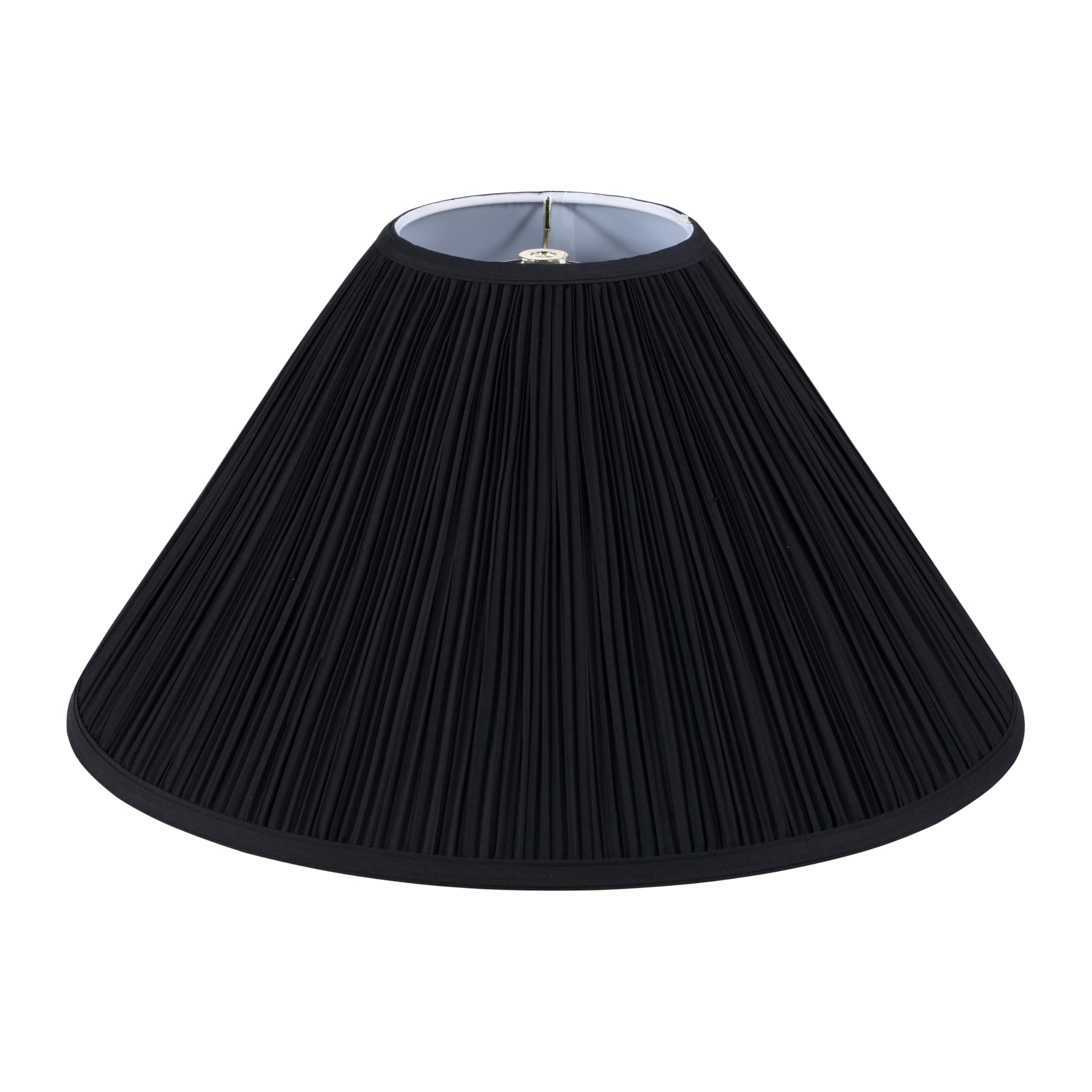 Aspen Creative 33019, Hardback Empire Transitional Spider Lamp Shade, Mushroom Pleated Black Faux Silk Fabric, 6" Top x 19" Bottom x 12" Slant Height