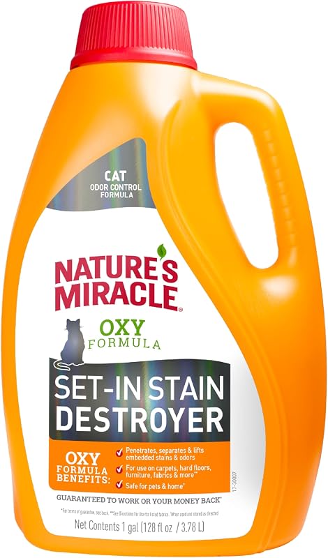 Removedor de Manchas e Odores para Gatos Nature's Miracle Oxy Set-In, 3,78 L