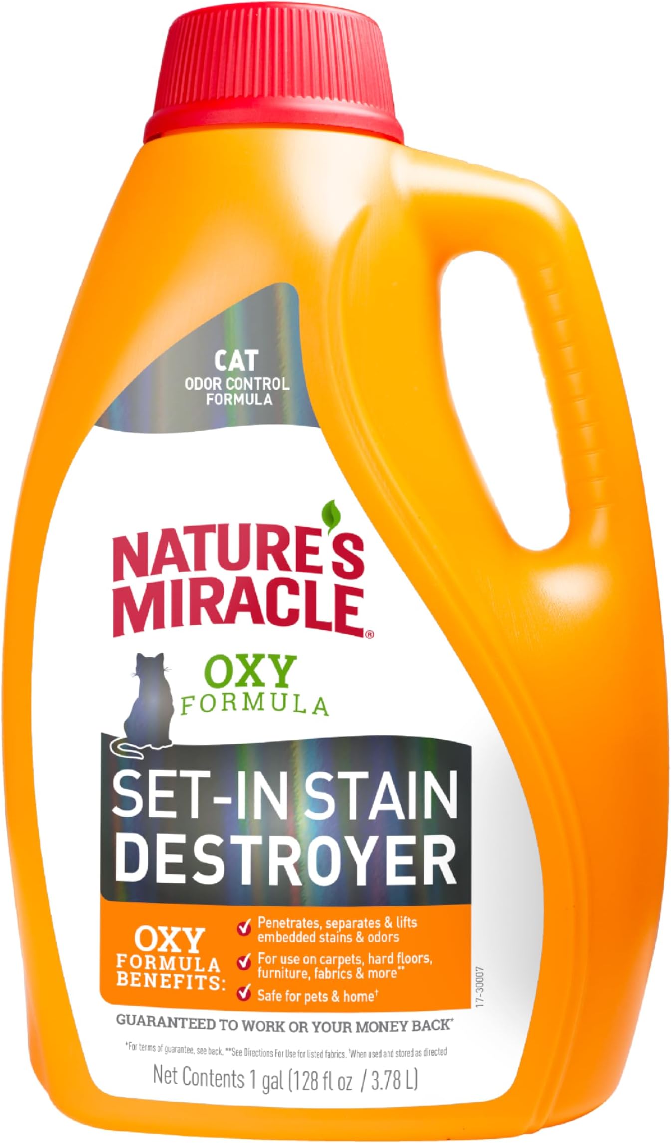 Nature’s Miracle Set-In Stain Destroyer, 1 Gallon, For Cat Messes, Oxy Formula With Orange Scent