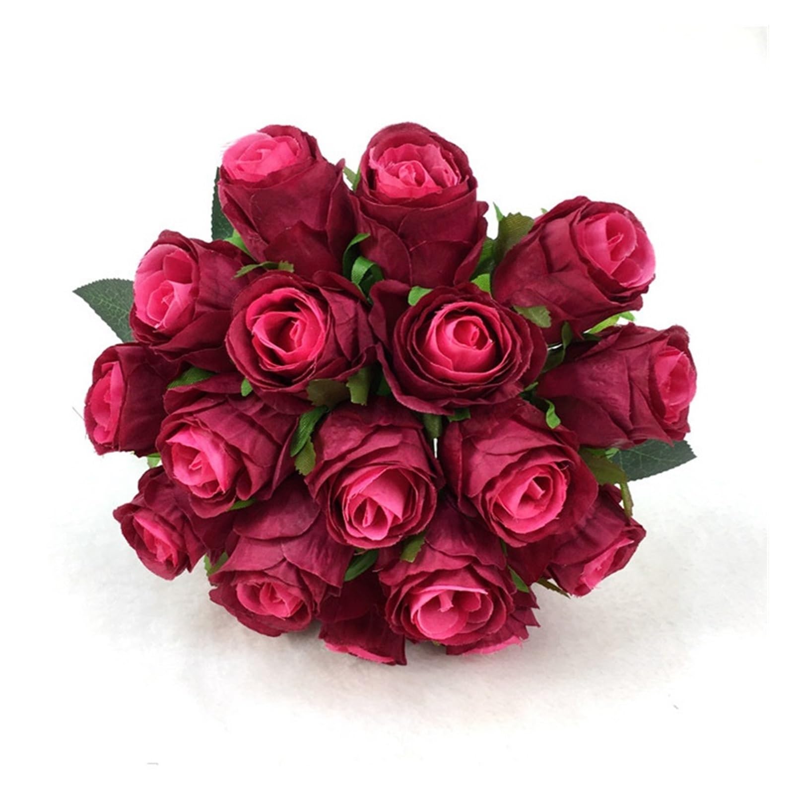 Fiori artificiali 18 teste di fiori di rosa di seta bouquet di fiori artificiali bouquet da sposa matrimonio casa festa di Natale decorazione fai da te rosa Fiore finto(Red)