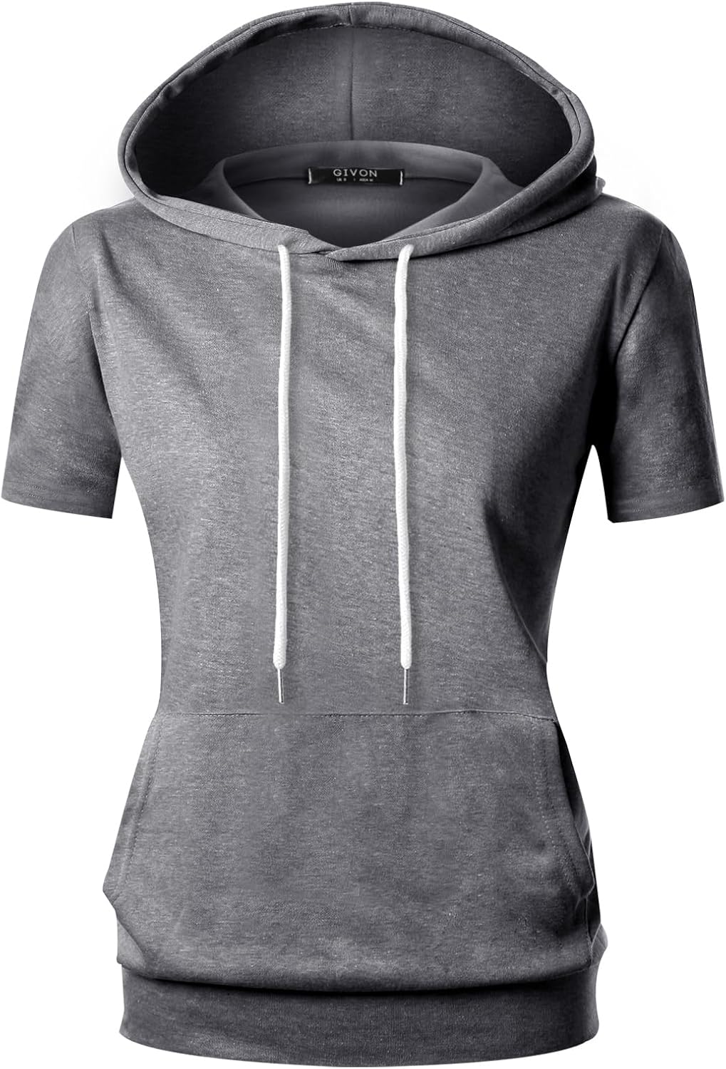 GIVON Women's Comfortable Short Sleeve Hoodie Pullover Hooded Sweatshirt with Kangaroo Pocket - Image 3