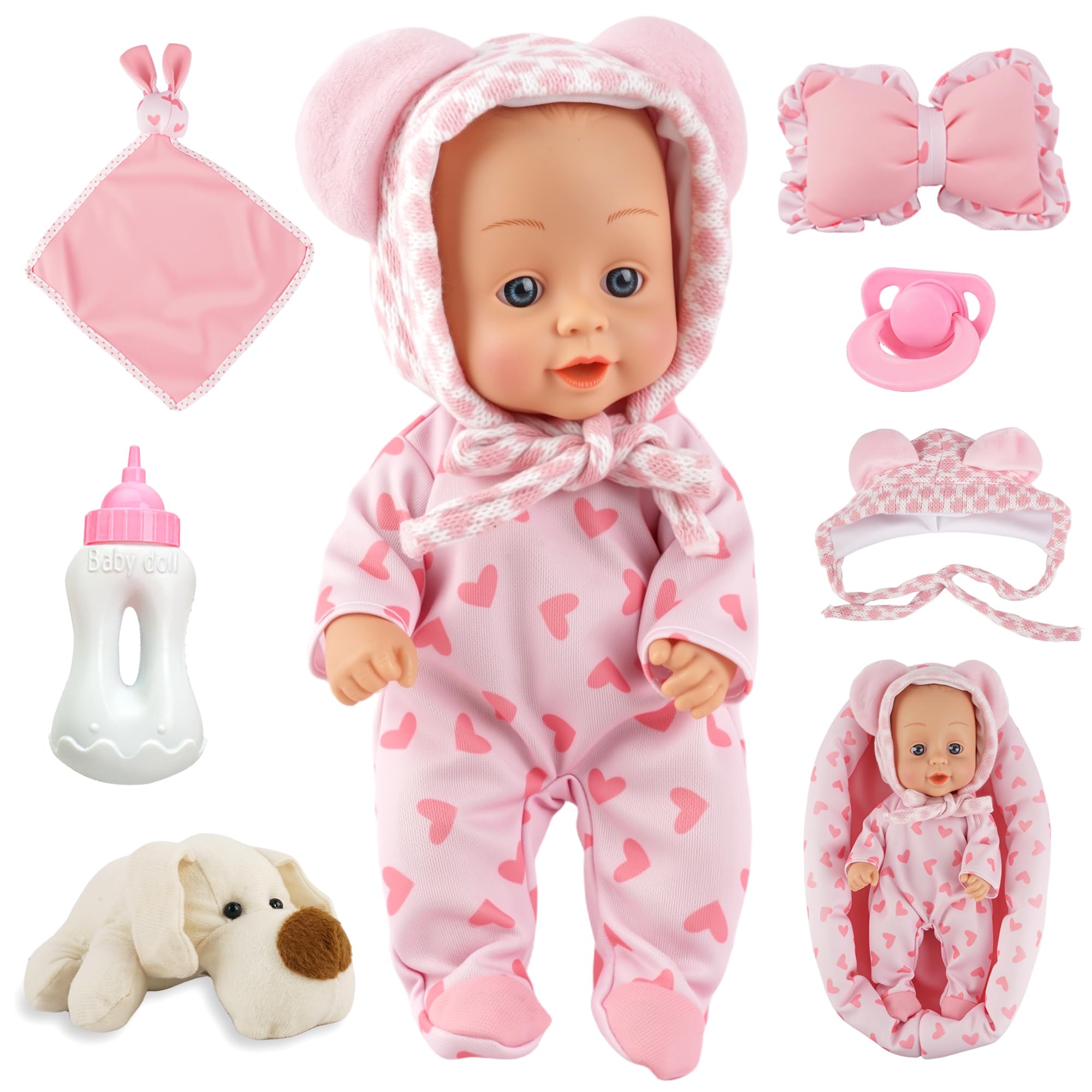 Amazon.com: SMILESSKIDDO Baby Doll Set with Bassinet, Pillow