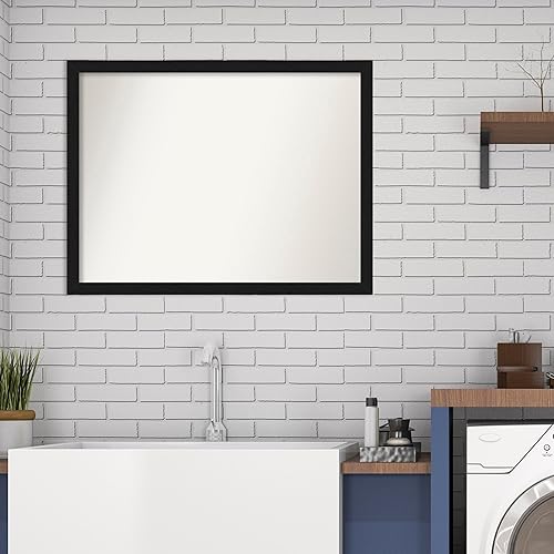 Miniatura 5 de Amanti Art Black Bathroom Mirror for Over Sink, 23x30 Custom Made Grace Brushed Metallic Black Narrow Rectangle Vanity Mirror, Large Modern Wood