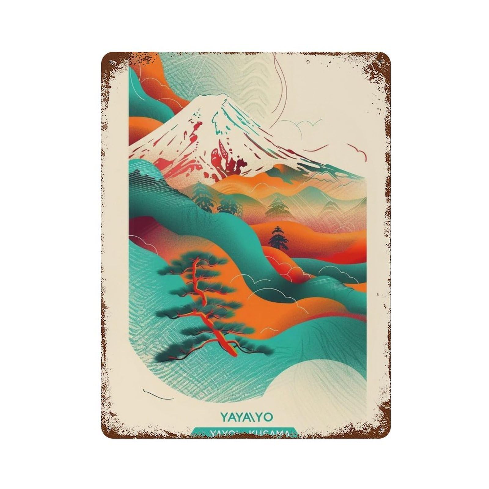 YHGERTKU Yayoi Kusama Japanese Grasslands 03 Wall Art Retro Iron Vintage Metal Tin Sign Poster Modern Decor for Living Rooms Gift 40x30cm