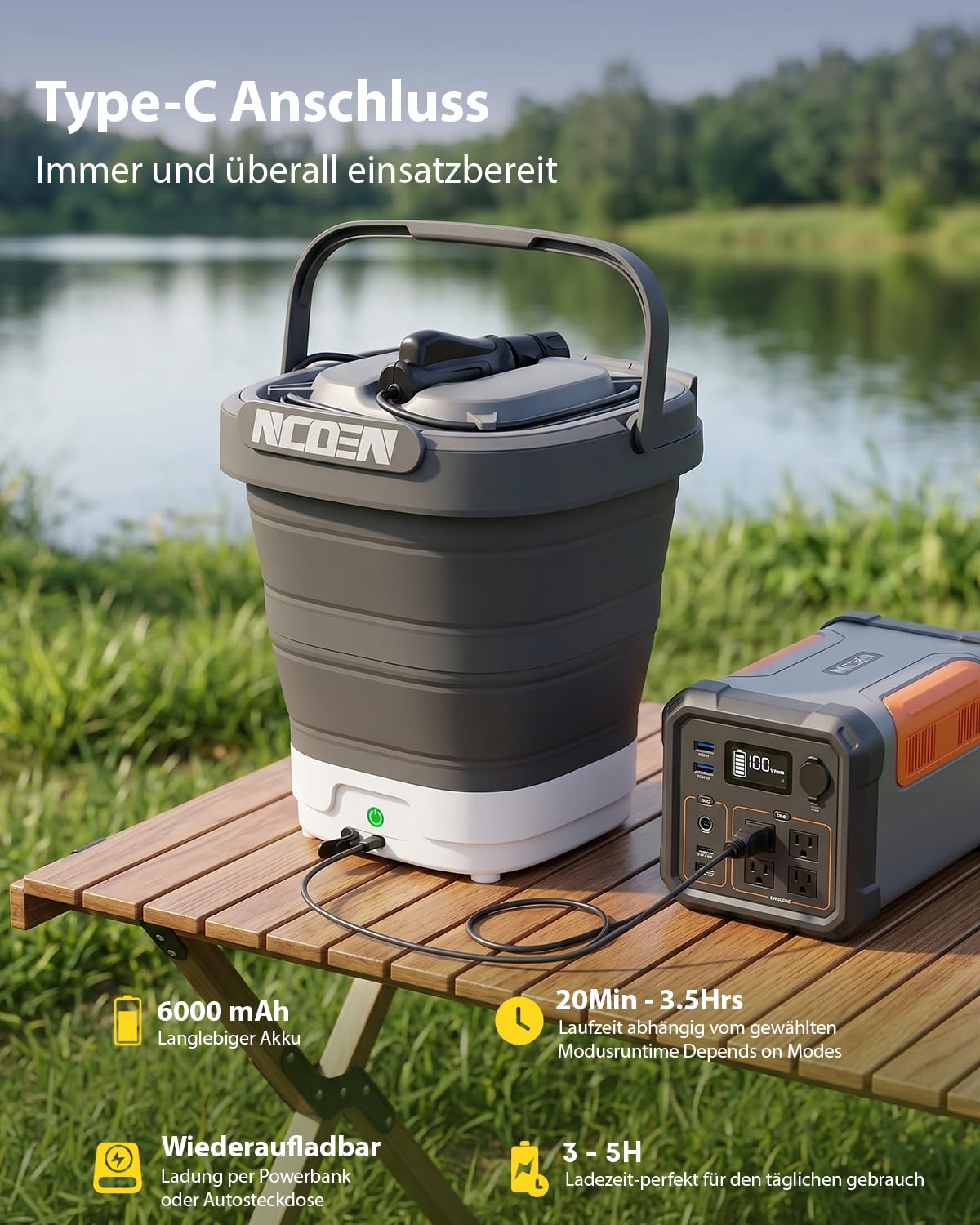 Tragbarer Hochdruckreiniger mit Wassertank 12L Kabellos, 4-in-1 Düsen, 2m Schlauch sowie Langer Akkulaufzeit – ideal für Fahrrad, Camping, Garten und Haustiere.