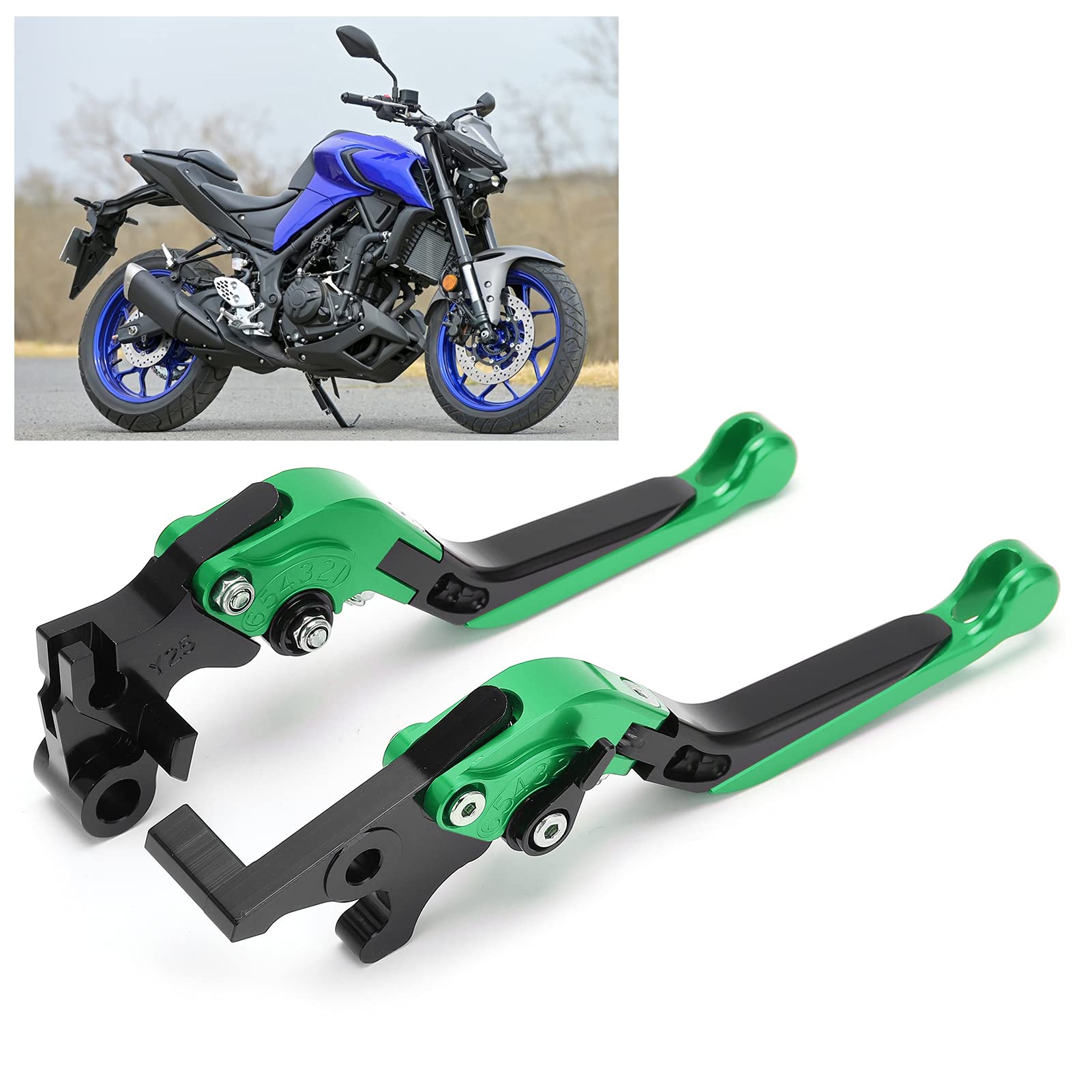 Leva della Frizione, Manico del Freno per Bici Leve Freno Bici di Sostituzione Leve Freno Regolabili Leve Frizione CNC Alluminio Alluminio Freno Frizione Controllo per MT25 MT -03 R25 R3 (BLACK)