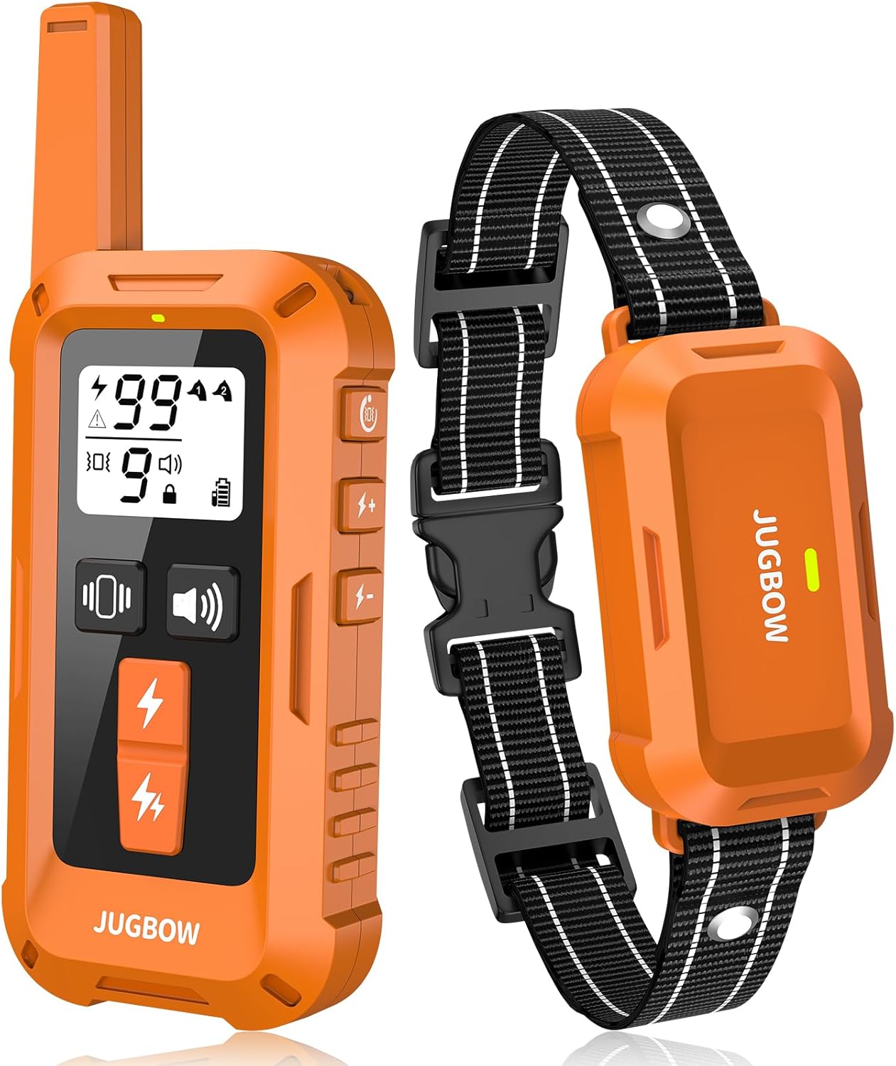 Jugbow Dog Shock Collar - 4200FT Dog Training Collar with Remote, IPX7 Waterproof Electric Collar with 4 Training Modes, Security Lock, Rechargeable e-Collar for Dogs 10-120lbs(Orange)