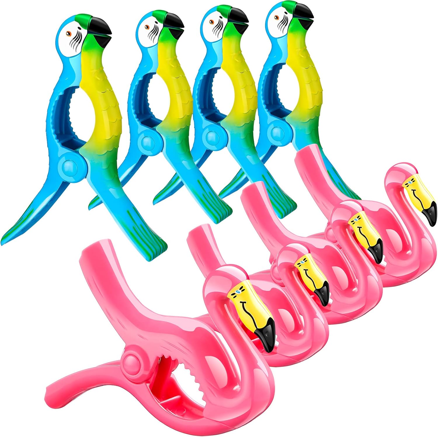8 Pcs Beach Towel Clips for Towels Beach Chairs Flamingo