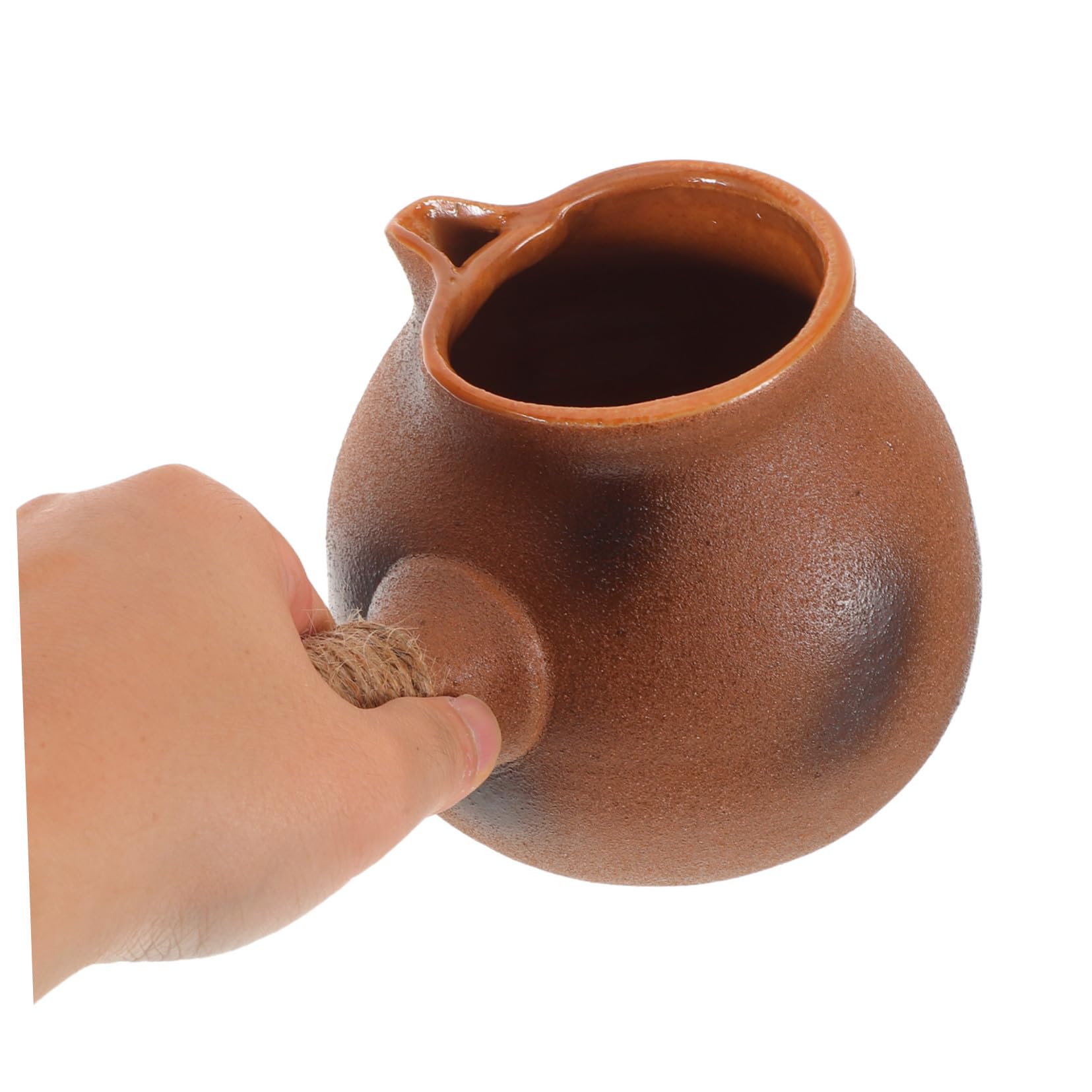 Hohopeti Traditioneller Teekessel für Camping mit Seitlichem Griff Natürliche Tonmaterialien Hohe Hitzebeständigkeit Schnelle Aufheizung zum Kochen von Tee und Kräutern im Freien