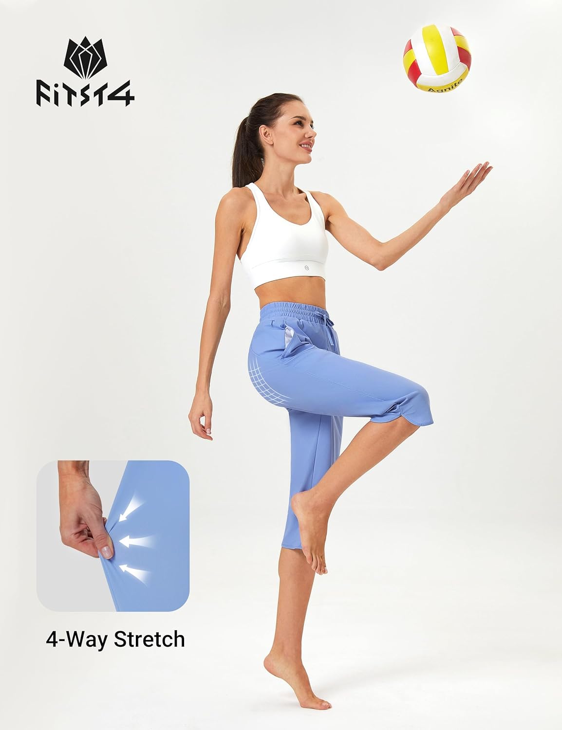 FitsT4 Sports Women's Swim Capris Pants 18" Quick Dry UPF 50+ Beach Modest Swimsuits Bottoms with Mesh Pockets - Image 4